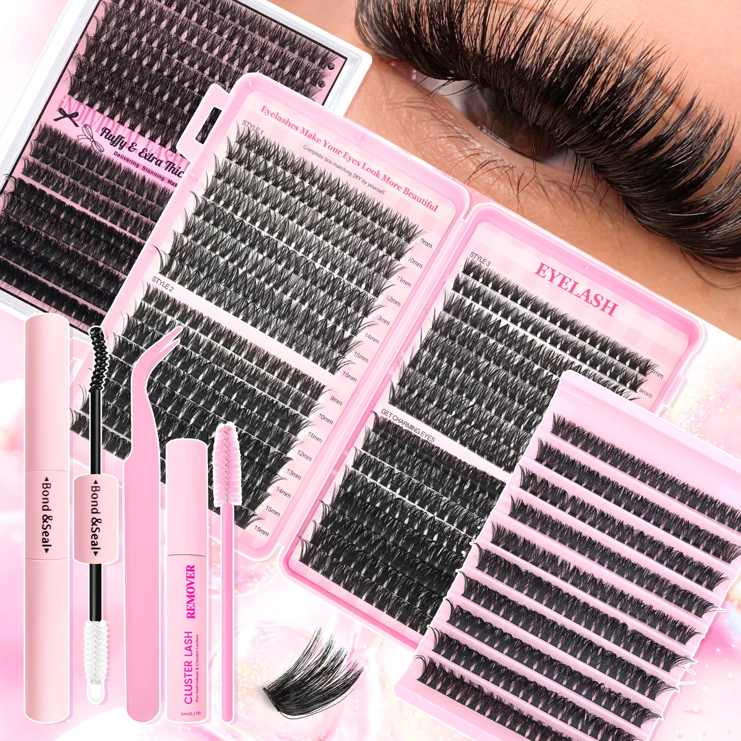 DIY Eyelash Extension Kit with Cluster Lashes 2 DIY Eyelash Extension Kit with Cluster Lashes - Image 2