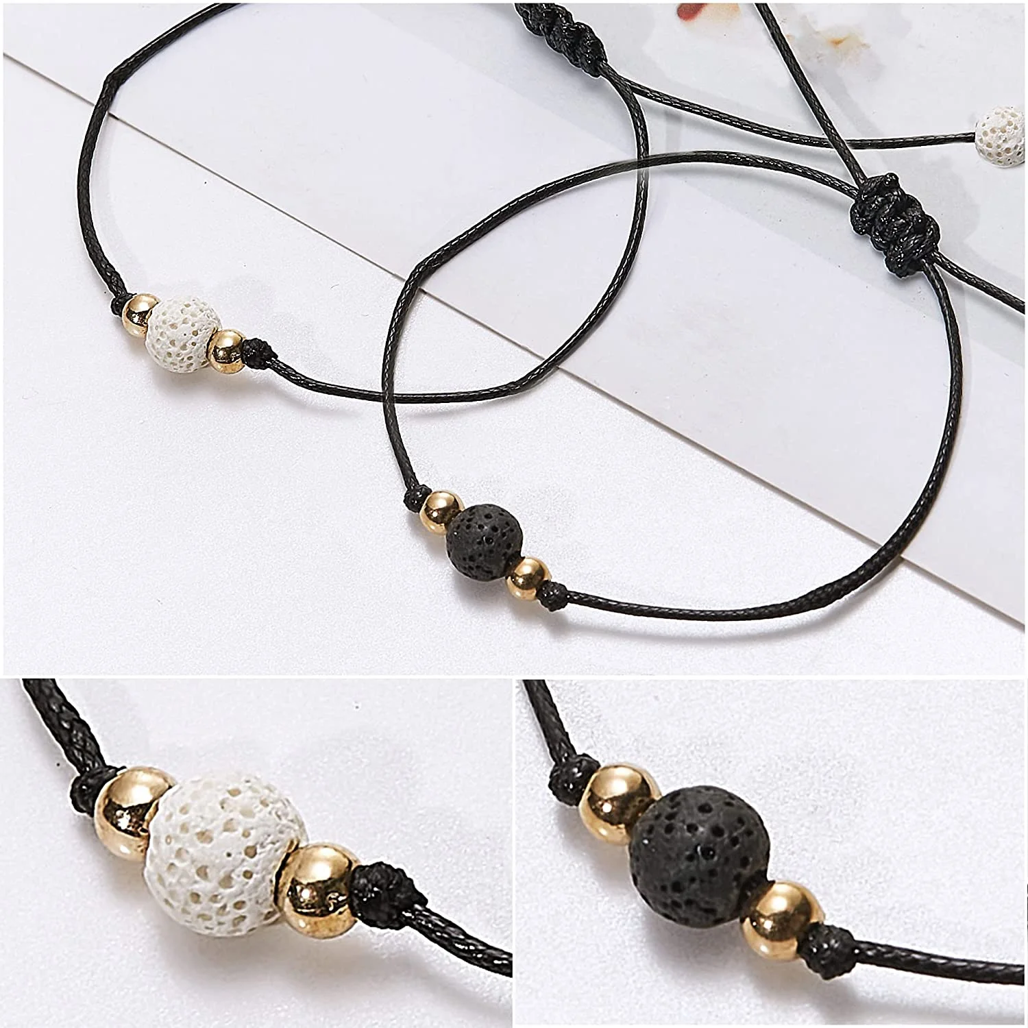 Adjustable Couple’s Bracelets Set in Waterproof Yarn 4 Adjustable Couple’s Bracelets Set in Waterproof Yarn - Image 4