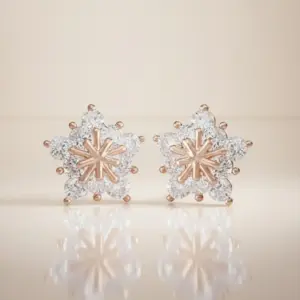 Elegant Snowflake Stud Earrings in Rose Gold 17 Scf11a0d5a39b4f799a3045f8b893e703C