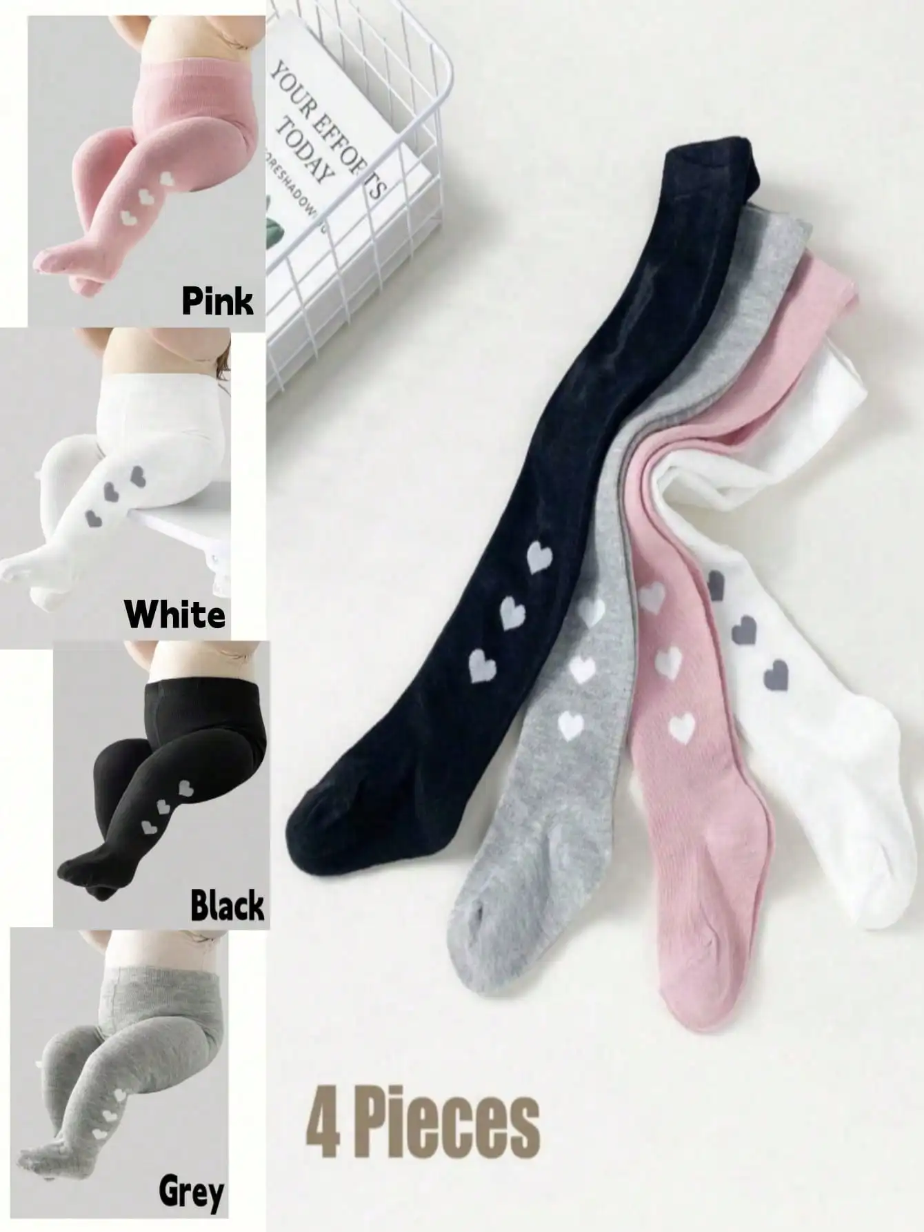 Children's Heart-Patterned Tights Set for Girls 7 Children's Heart-Patterned Tights Set for Girls - Image 7