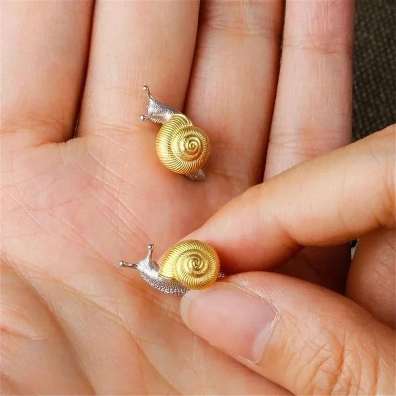 Stylish Snail-Shaped Gold and Silver Earrings 2 Stylish Snail-Shaped Gold and Silver Earrings - Image 2