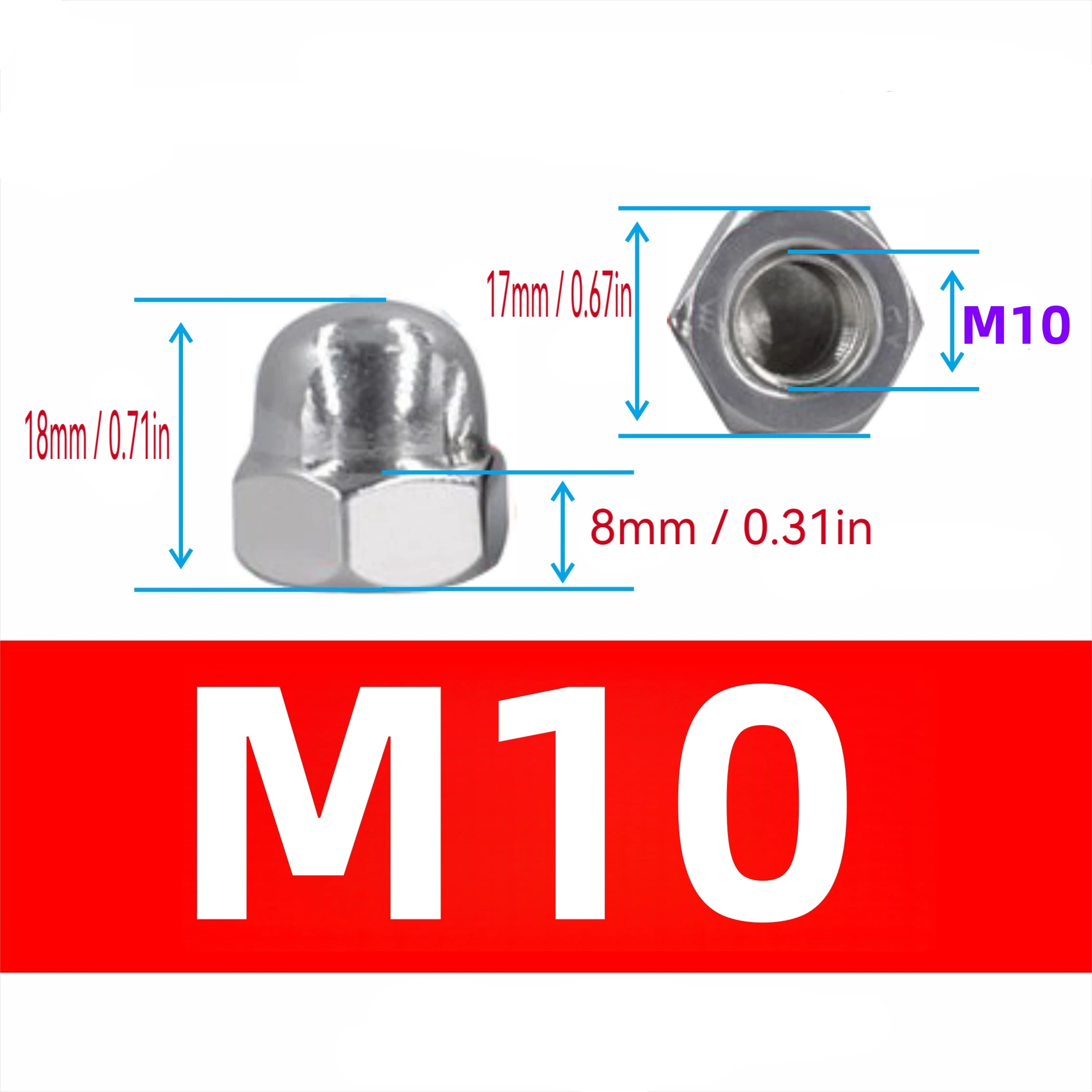 Stainless Steel Acorn Nuts Set (M3–M12) 9 Stainless Steel Acorn Nuts Set (M3–M12) - Image 9
