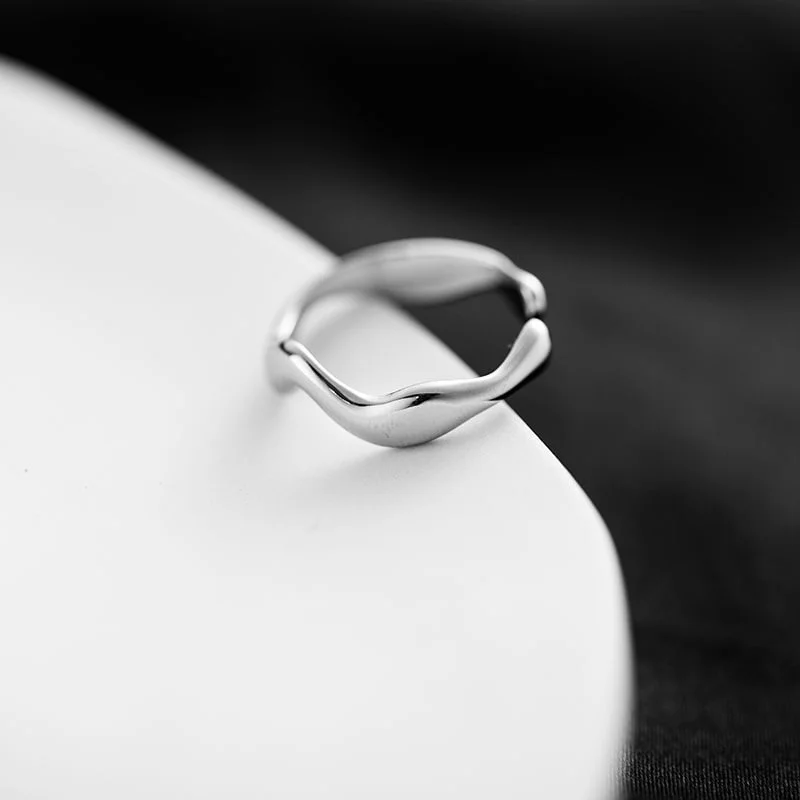 Wave-Shaped Silver Adjustable Ring for Women 6 Wave-Shaped Silver Adjustable Ring for Women - Image 6