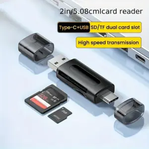 Sleek Black USB-C Multifunction Card Reader