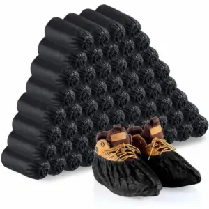Black Disposable Shoe Covers 15.7x5.9 in, Pack of 100