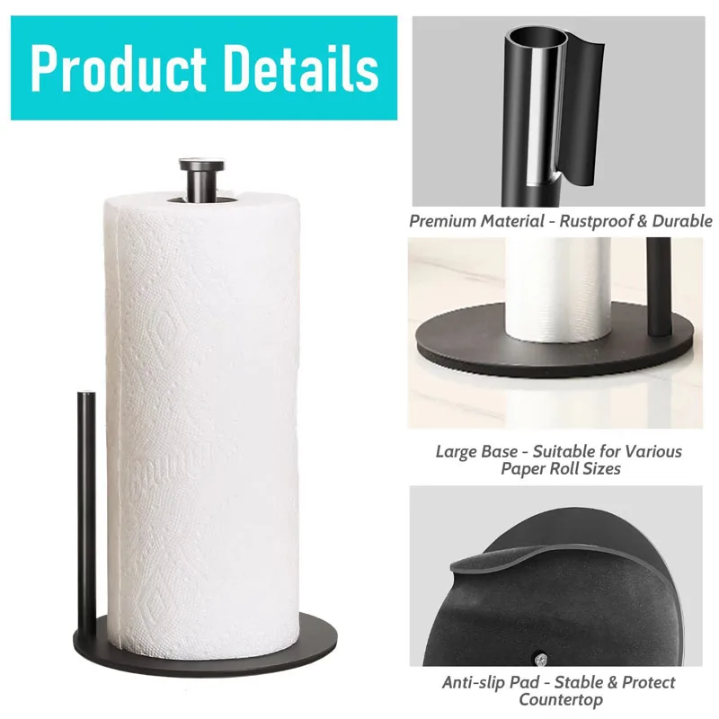 Black Stainless Steel Paper Towel Holder Model PAPER-013 3 Black Stainless Steel Paper Towel Holder Model PAPER-013 - Image 3