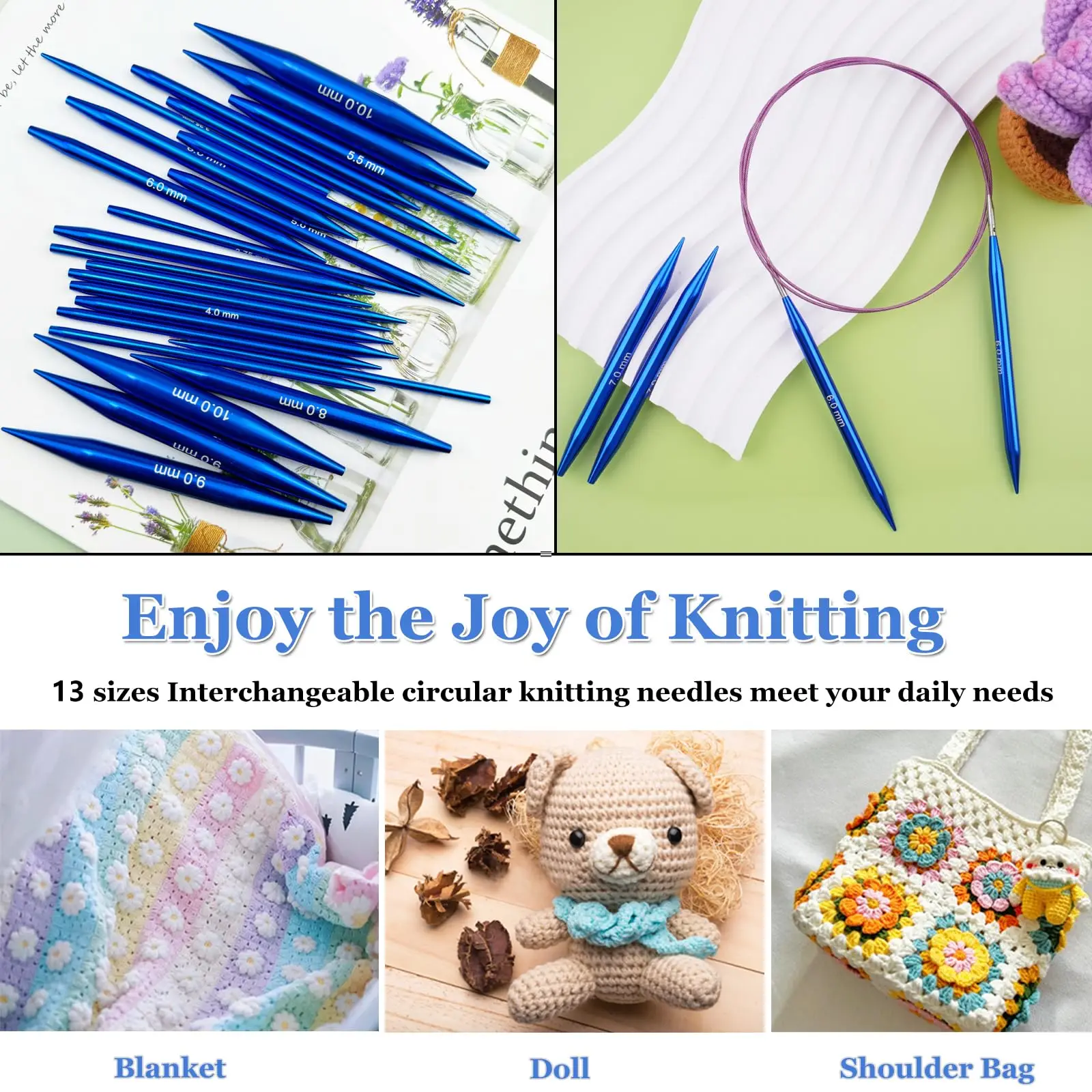 Blue Interchangeable Circular Knitting Needles Set 5 Blue Interchangeable Circular Knitting Needles Set - Image 5