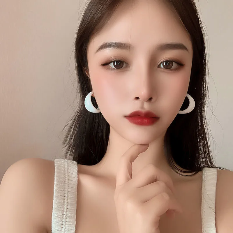 Bold Acrylic Boho Hoop Earrings 37x26mm 6 Bold Acrylic Boho Hoop Earrings 37x26mm - Image 6