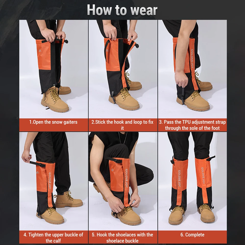 Bright Orange Waterproof Snow Gaiters for Outdoors 4 Bright Orange Waterproof Snow Gaiters for Outdoors - Image 4