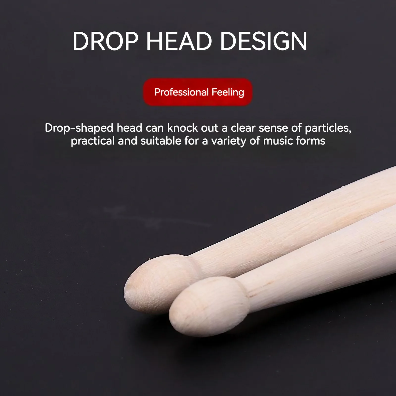 41 cm Maple Drumsticks with Wooden Tips 4 41 cm Maple Drumsticks with Wooden Tips - Image 4