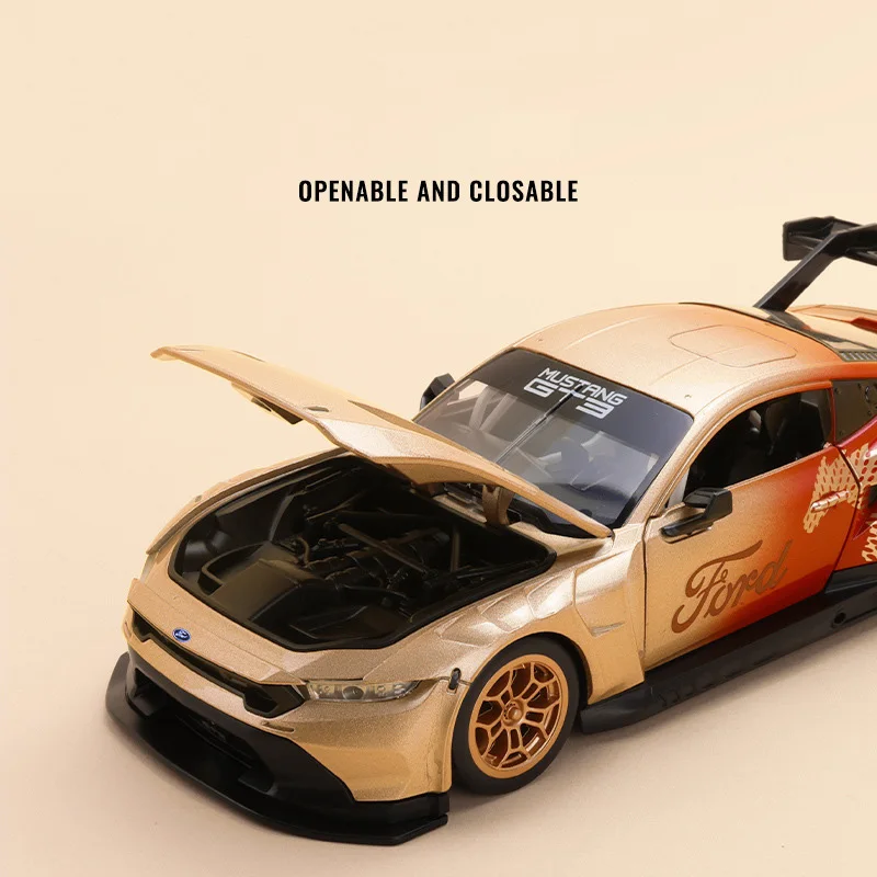 Ford Mustang GT3 Diecast Model Car 1:24 Scale Metallic Gold 3 Ford Mustang GT3 Diecast Model Car 1:24 Scale Metallic Gold - Image 3