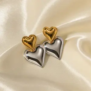 Vintage Stainless Steel Double Heart Earrings 8 Sda9200a79de549139fa7861e6a0e328eW