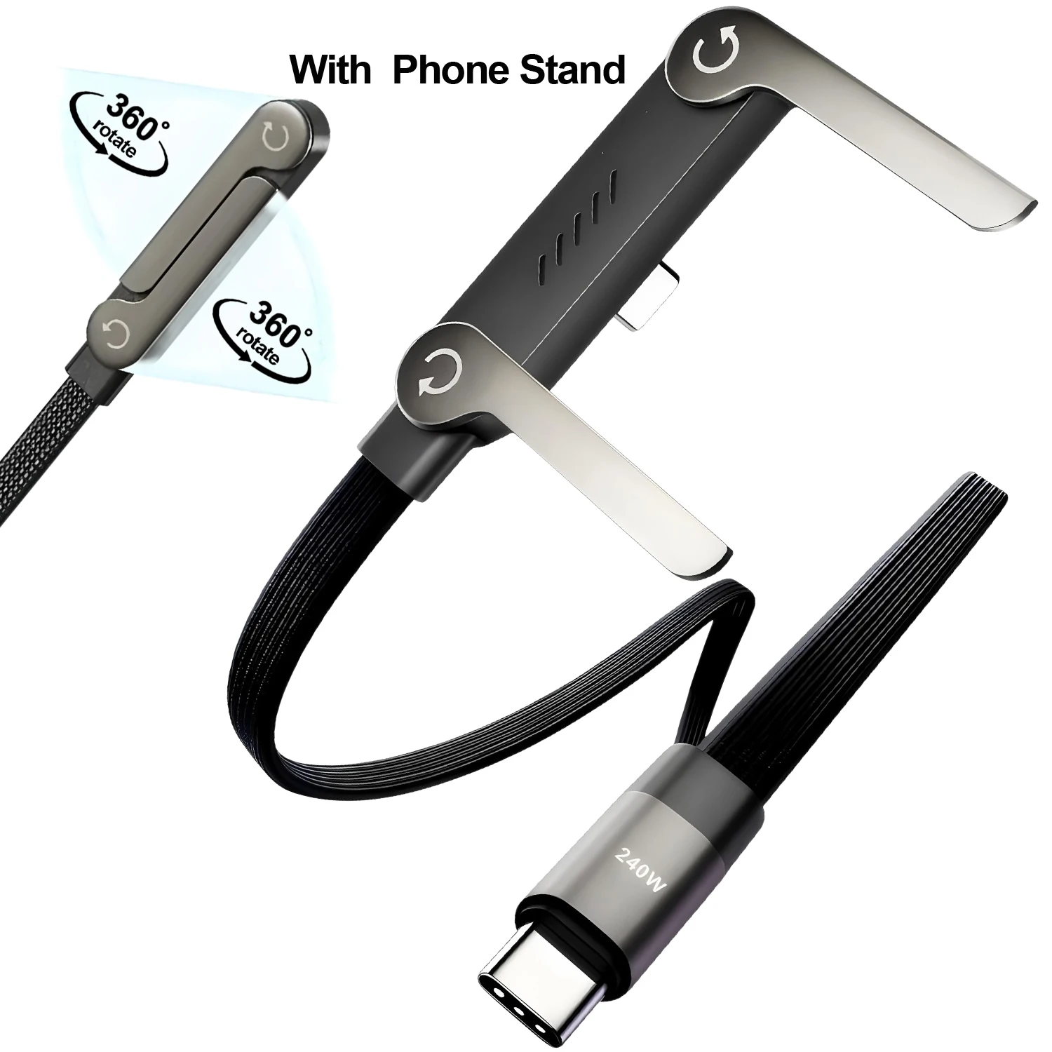 Foldable 2-in-1 Data & Phone Holder Cable 2 Foldable 2-in-1 Data & Phone Holder Cable - Image 2