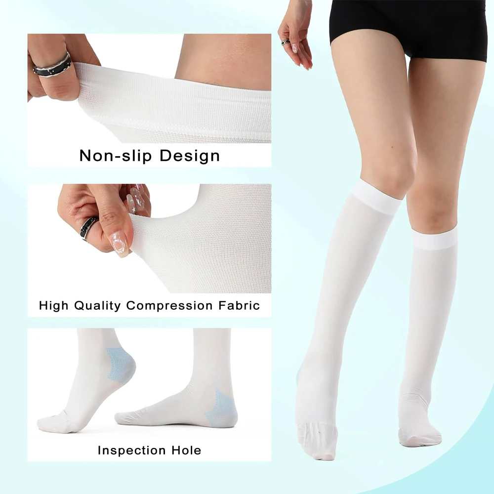 White Support Thigh-High Compression Stockings 5 White Support Thigh-High Compression Stockings - Image 5