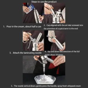 Silver 500ml Whipped Cream Dispenser with Stainless Steel 12 Sdcd8d79cddf1471c959eb2cf240ce09cq