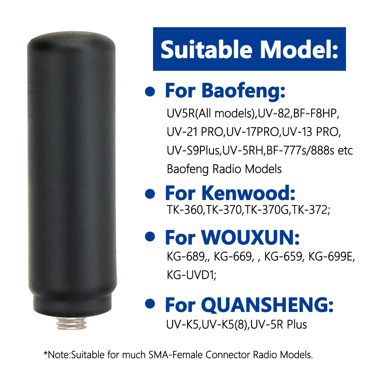 Black Mini Radio Antenna with SMA-Female Connector 4 Black Mini Radio Antenna with SMA-Female Connector - Image 4