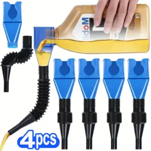 Bright Blue Foldable Car Refueling Funnel Set