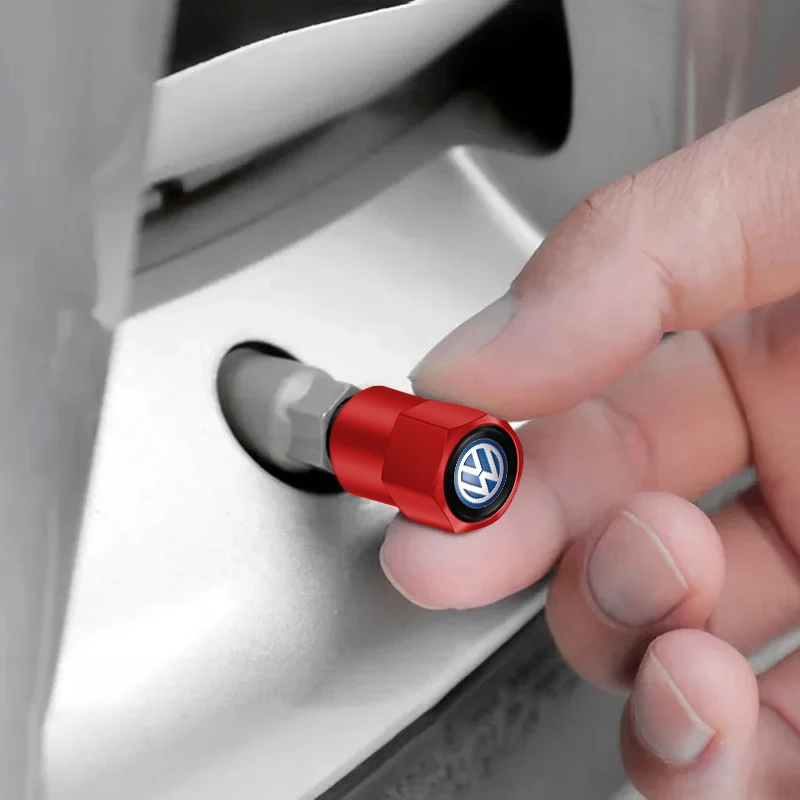 Volkswagen Aluminum Valve Cap Set in Red, Black & Silver 4 Volkswagen Aluminum Valve Cap Set in Red, Black & Silver - Image 4