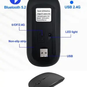 Wireless Bluetooth Mouse with Dual Connectivity 12 Sdfcf12f6b17949b79cba09676ebf76e2H