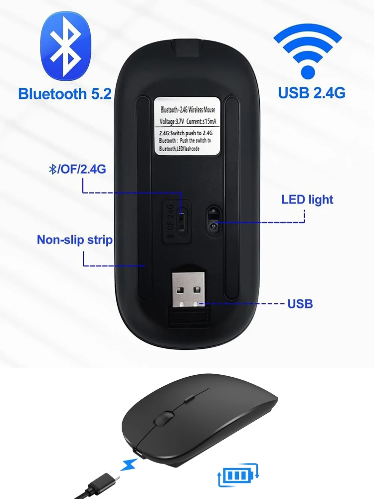 Wireless Bluetooth Mouse with Dual Connectivity 3 Wireless Bluetooth Mouse with Dual Connectivity - Image 3