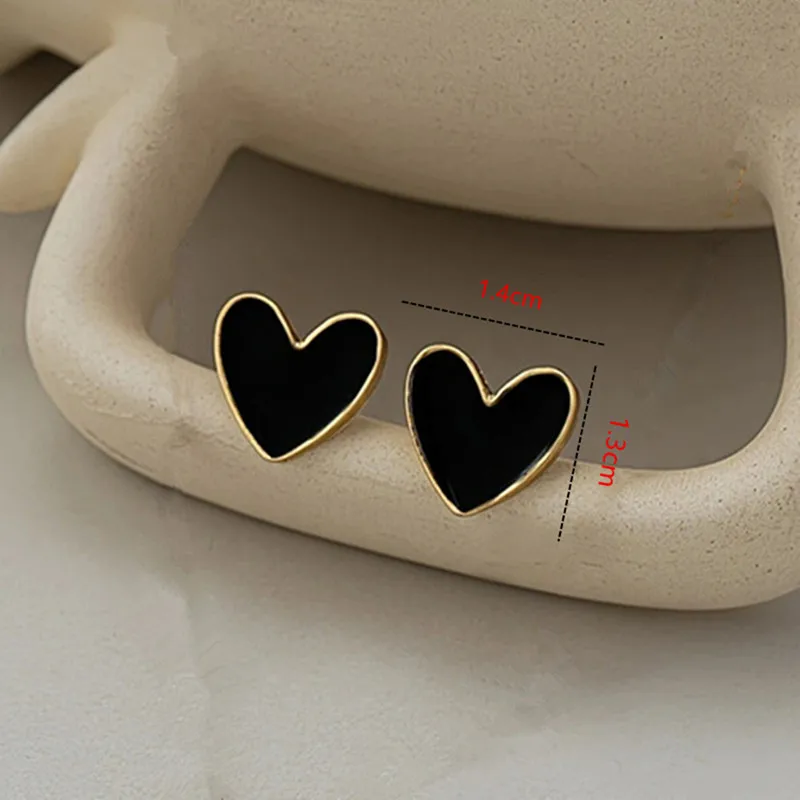 Heart-Shaped Pink Enamel Stud Earrings for Women 5 Heart-Shaped Pink Enamel Stud Earrings for Women - Image 5