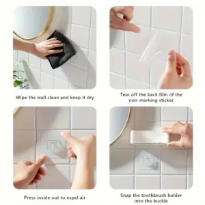 Wall-Mounted 5-Slot Toothbrush Holder in White 14 Se166242e62e545c0ab8b9e5ca628c130v