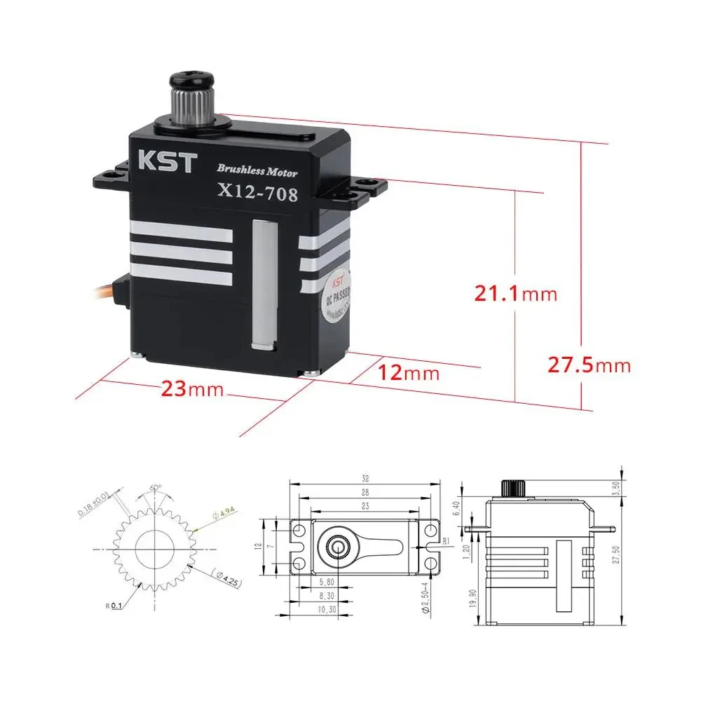 KST X12-508 HV & X12-708 Micro Servo Pair 3 KST X12-508 HV & X12-708 Micro Servo Pair - Image 3