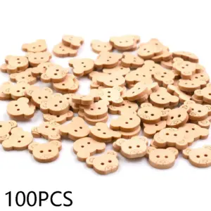 Wooden Bear Buttons Set of 50, 100, 200pcs 16 Se39a02c0e9da44c38558279ba82a8b30m
