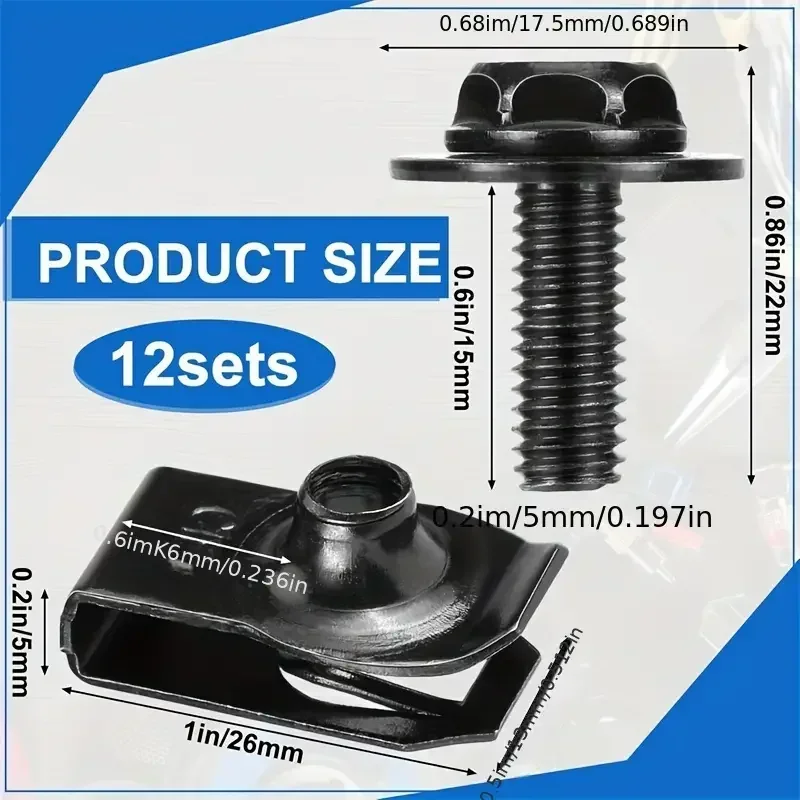 Automotive Fastener Set for Cars M6 - 40 Pieces 3 Automotive Fastener Set for Cars M6 - 40 Pieces - Image 3