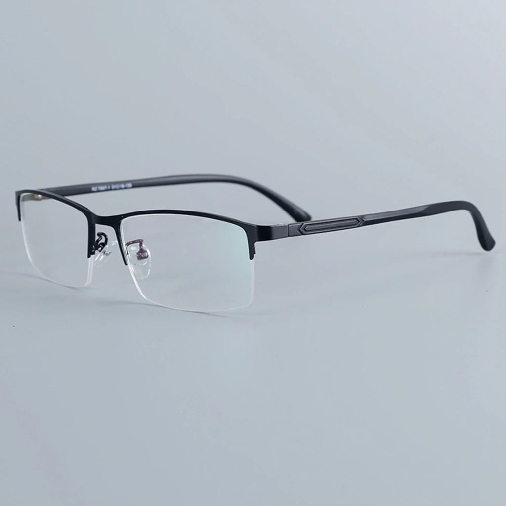 Men’s Semi-Rimless Black Alloy Eyeglasses Frame 7807-1 4 Men’s Semi-Rimless Black Alloy Eyeglasses Frame 7807-1 - Image 4