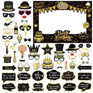 Elegant Black and Gold Birthday Photo Props Set 9 Se4e39c1d4e584f329d5e112e3da5c584x