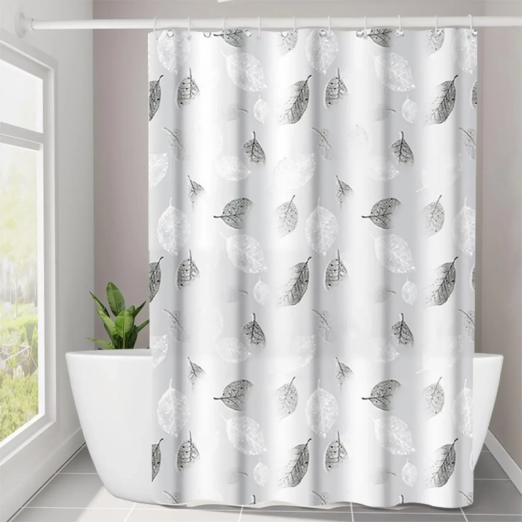 Modern Leaf Pattern Shower Curtain 71x71" 1 Modern Leaf Pattern Shower Curtain 71x71"