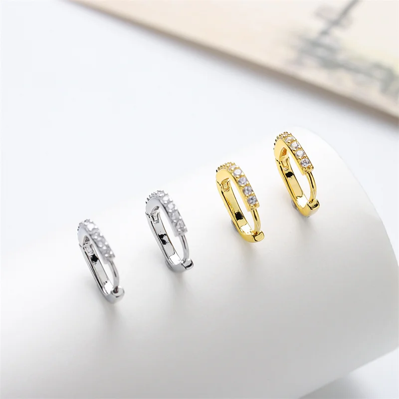 Geometric Copper Hoop Earrings with Sparkling Stones 3 Geometric Copper Hoop Earrings with Sparkling Stones - Image 3