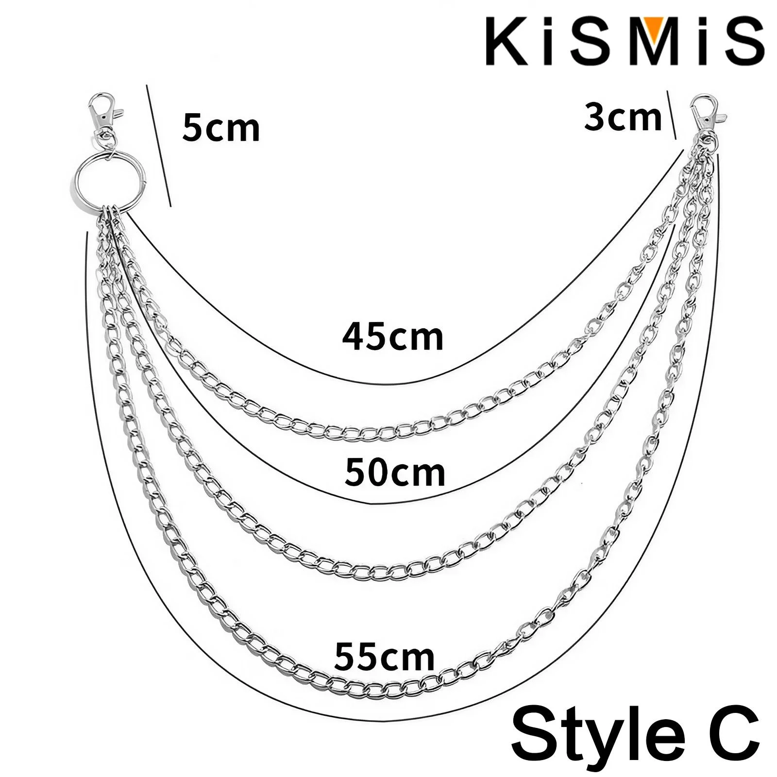 Unisex Silver Zinc Alloy Pants Chain Style D 4 Unisex Silver Zinc Alloy Pants Chain Style D - Image 4