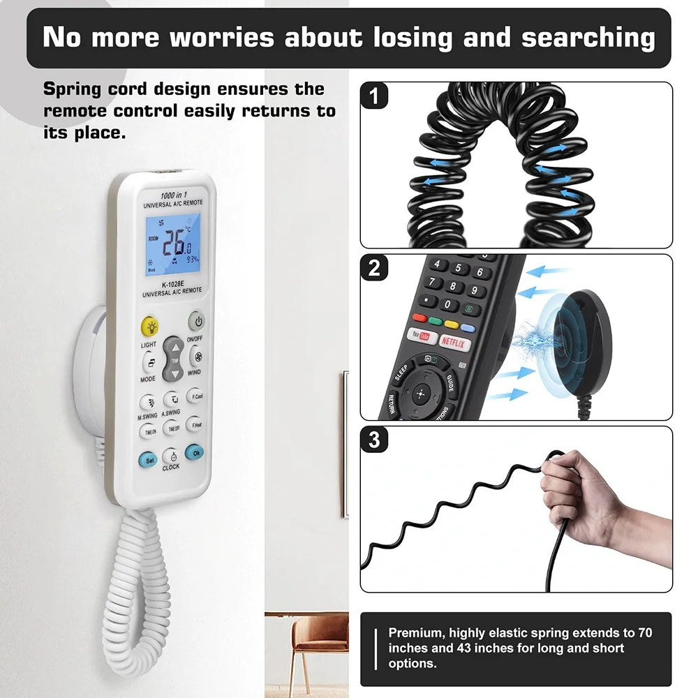 Adjustable Retractable Remote Control Tether in Black or White 2 Adjustable Retractable Remote Control Tether in Black or White - Image 2