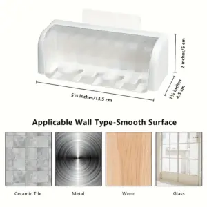 Wall-Mounted 5-Slot Toothbrush Holder in White 13 Se6b82691d231428ab4464195be748ce4f