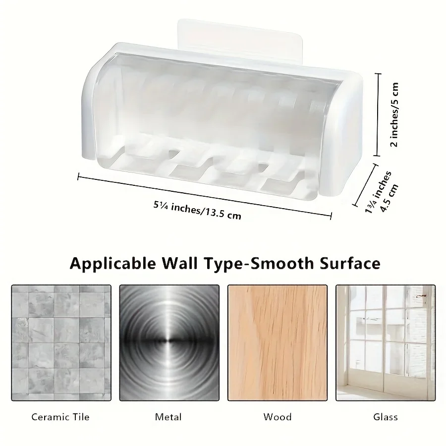 Wall-Mounted 5-Slot Toothbrush Holder in White 5 Wall-Mounted 5-Slot Toothbrush Holder in White - Image 5