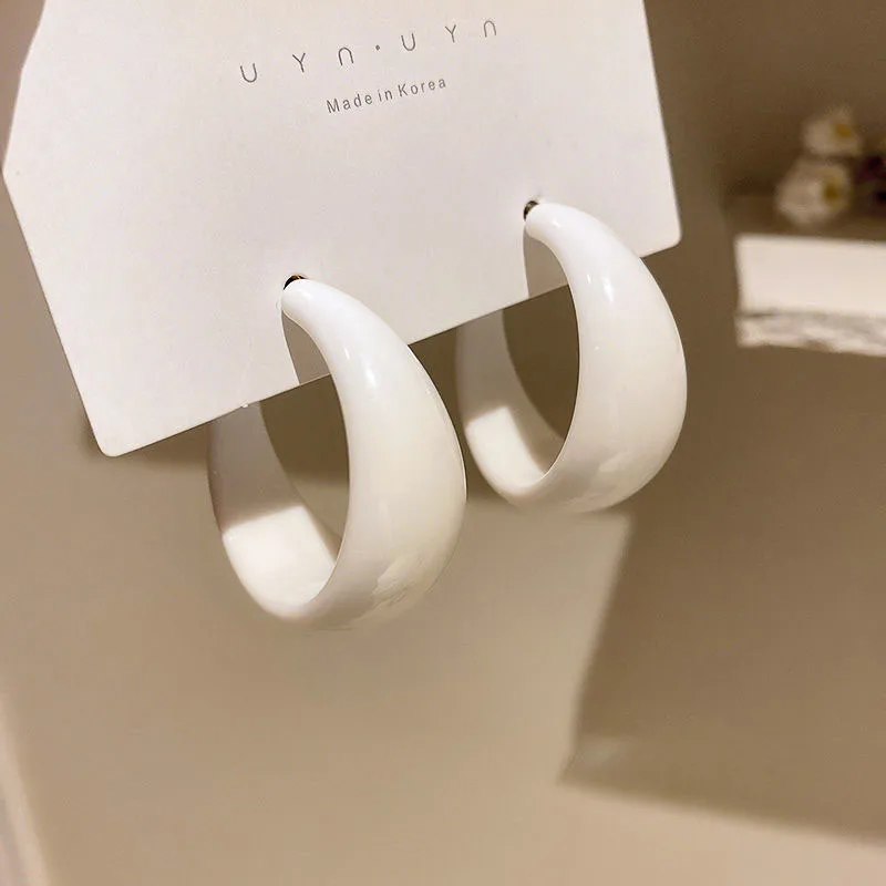 Bold Acrylic Boho Hoop Earrings 37x26mm 2 Bold Acrylic Boho Hoop Earrings 37x26mm - Image 2