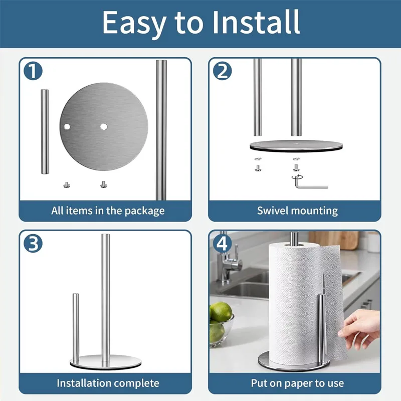 Black Stainless Steel Paper Towel Holder Model PAPER-013 6 Black Stainless Steel Paper Towel Holder Model PAPER-013 - Image 6
