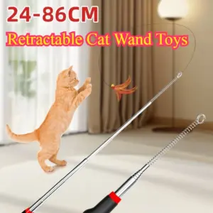 Retractable Cat Teaser Wand with Feather Toy 8 Seb693a9456814fdbb9414f414dde3844N