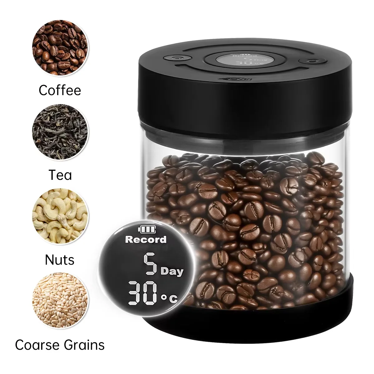 IKAPE Vacuum Coffee Container with Digital Display 5 IKAPE Vacuum Coffee Container with Digital Display - Image 5
