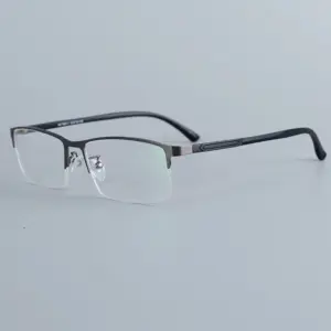Men’s Semi-Rimless Black Alloy Eyeglasses Frame 7807-1 11 See88ce616d304beba193e252db7df8e2K