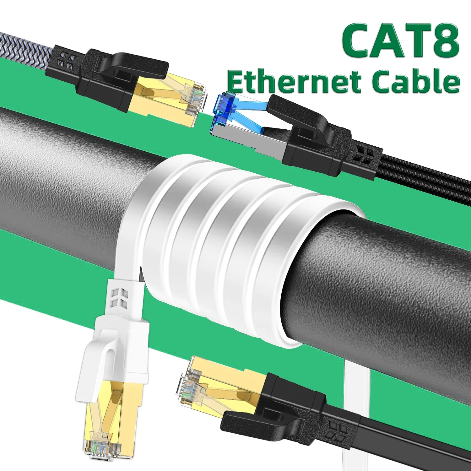 White Cat8 Ethernet Cable for High-Speed Data 6 White Cat8 Ethernet Cable for High-Speed Data - Image 6