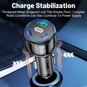90W Fast Car Charger with 3 USB Ports 9 Sf07c7b38cd7140a89a42e19470f9217b0