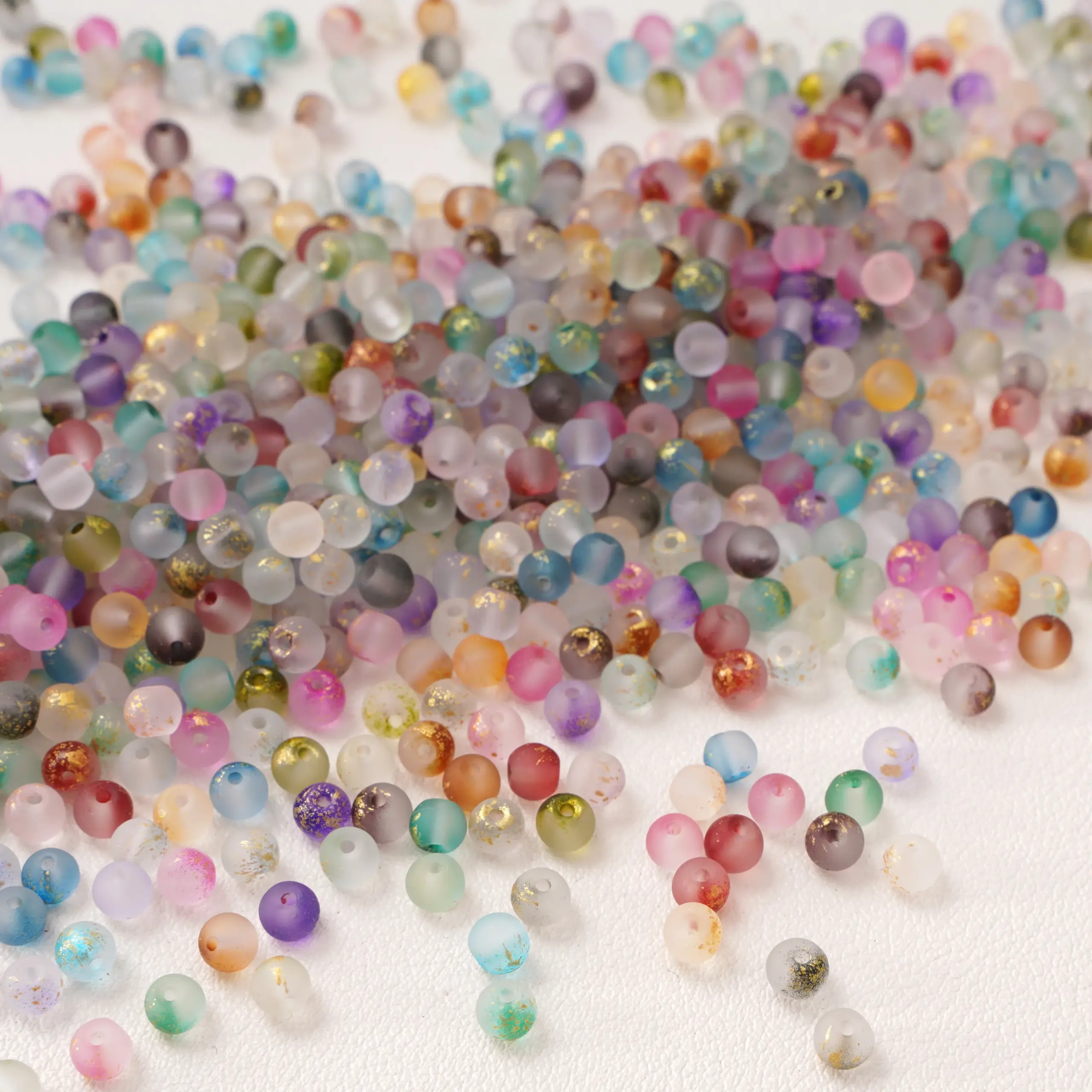 Frosted Gold Splattered Glass Beads Set 2 Frosted Gold Splattered Glass Beads Set - Image 2