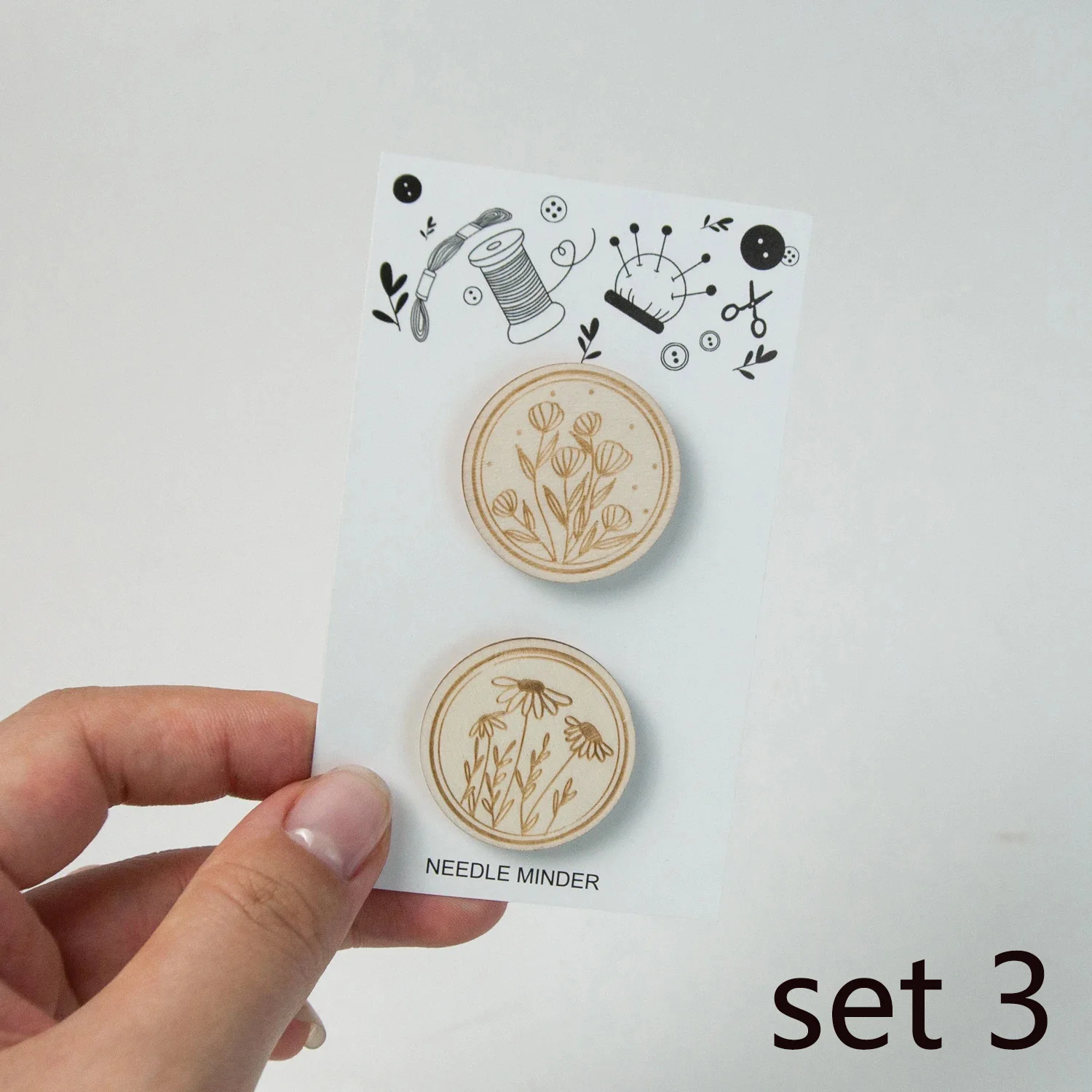 Handcrafted Wooden Needle Minders Set 8 Handcrafted Wooden Needle Minders Set - Image 8