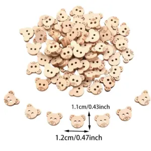 Wooden Bear Buttons Set of 50, 100, 200pcs 11 Sf20b4ed765c144d0b5aece2f40db670b9