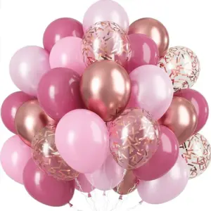 Pink and Rose Gold Balloon Set - 60 Pack