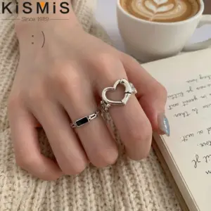 Heart-Shaped Hollow Chain Adjustable Ring for Women