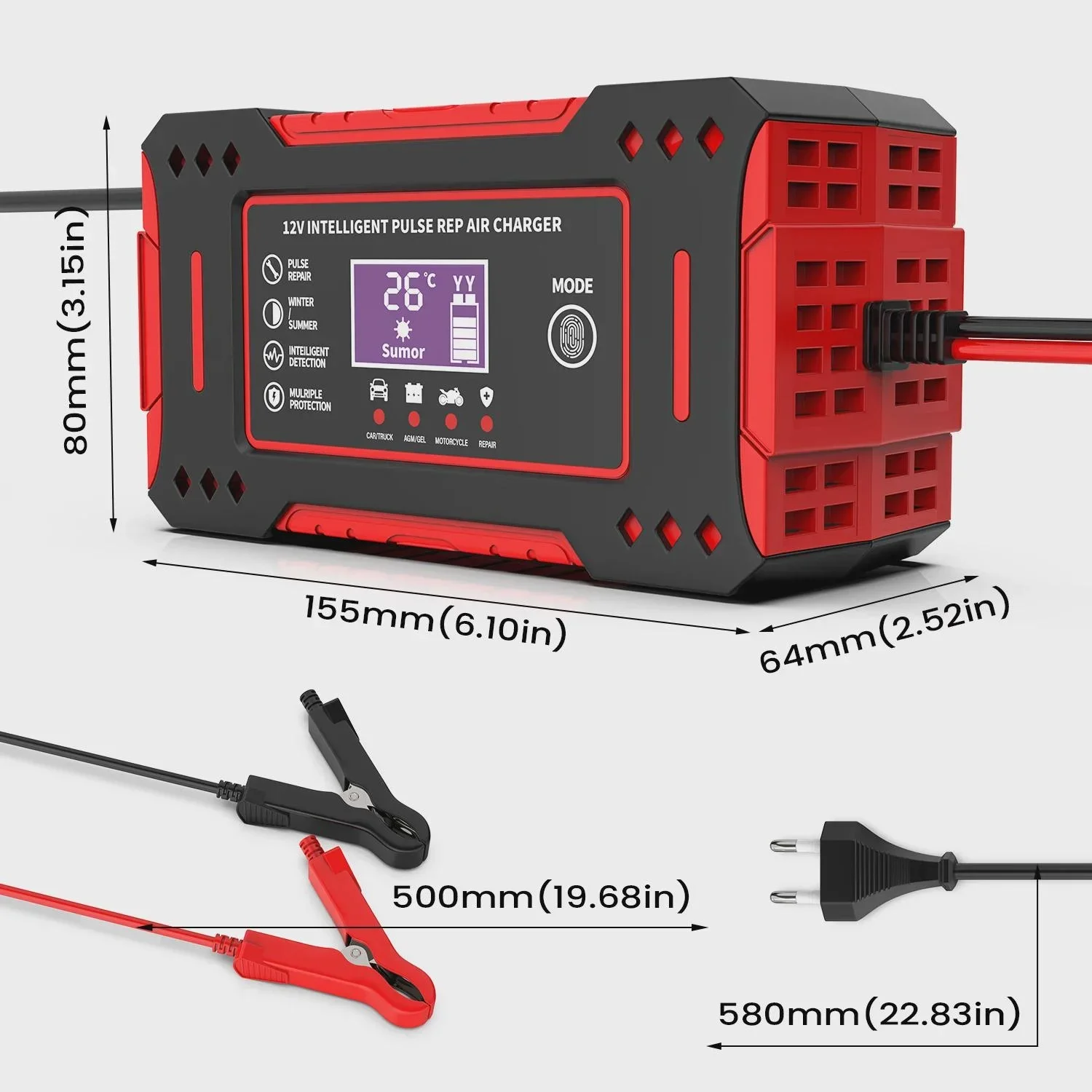 12V 6A Intelligent Battery Charger for Cars and Motorcycles 2 12V 6A Intelligent Battery Charger for Cars and Motorcycles - Image 2